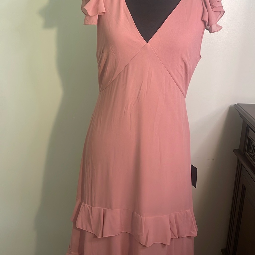Lulu's Pink Ruffled Sheath Midi Dress - Picture 2 of 6